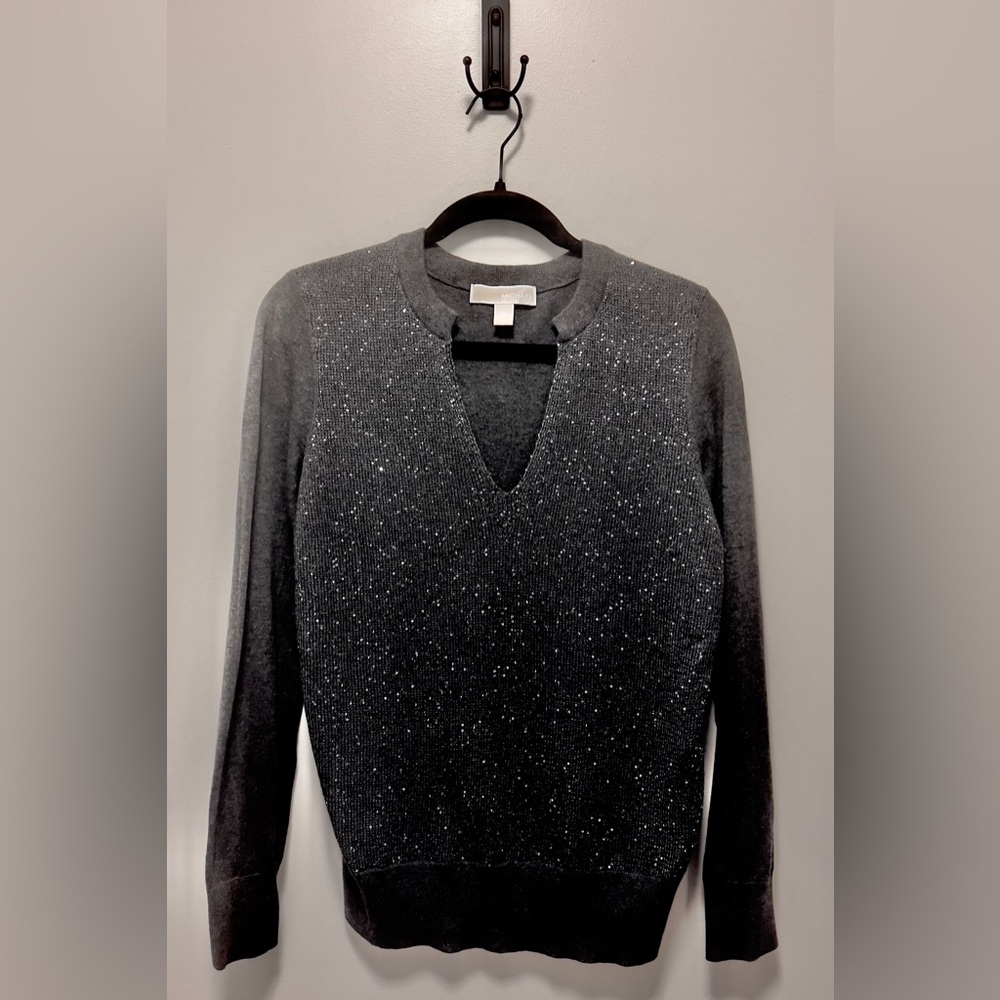 Michael Kors Sequin Sweater in Black/Dark Grey (Size: Medium) **LIKE NEW!!🖤🩶**